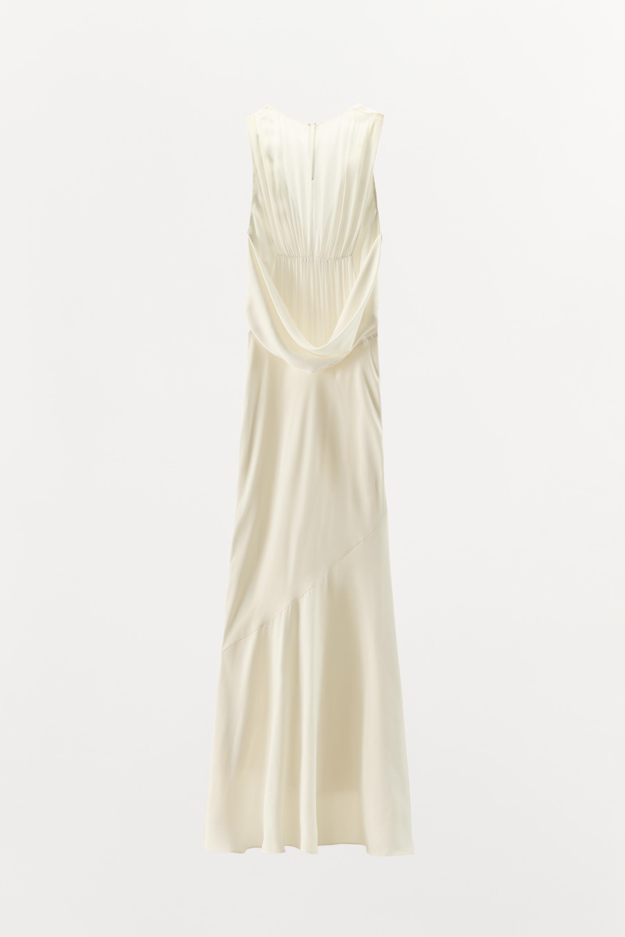COMBINATION SATIN EFFECT LONG DRESS